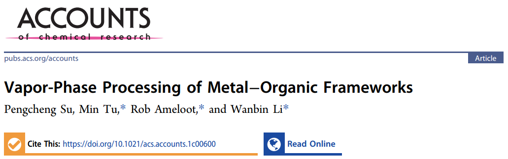 暨南大学李万斌Acc. Chem. Res.：金属-有机骨架的气相处理,图片,金属有机框架,暨南大学,孔隙率,传感器,比表面积,第1张